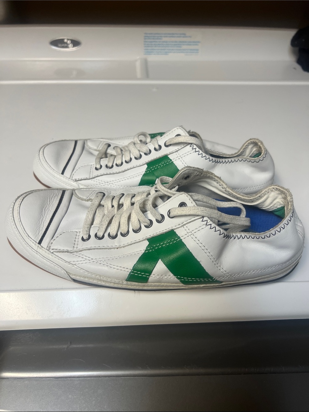 Womens pf-flyers White Sneakers with Green Side Accent